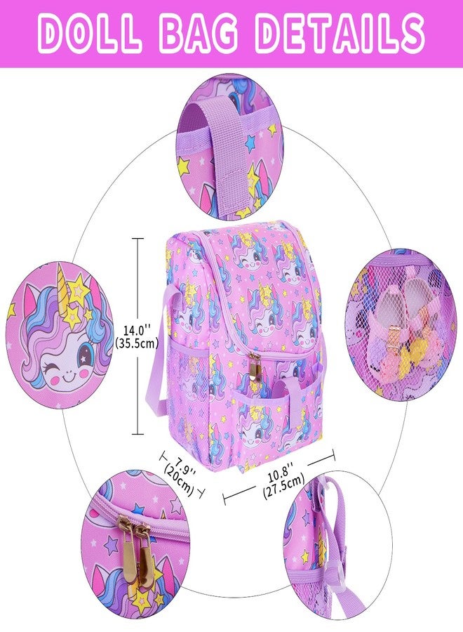 UNICORN ELEMENT 18 Inch American Doll Unicorn Seated Backpack Set and Accessories Include Clothes,Carrier,Shoes,Cell Phone,Stickers Totol 9 pcs(Doll Not Included) - Image 4